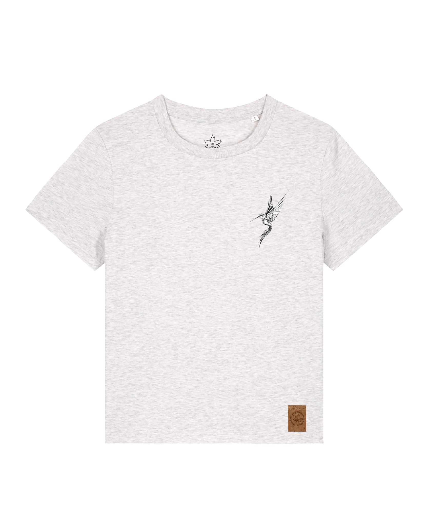 bio-female-medium fit-tshirt-kolibri (backprint)-sttw172-rennmaus-front