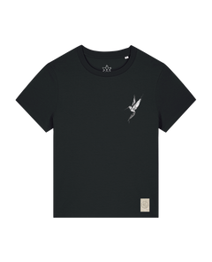 bio-female-medium fit-tshirt-kolibri (backprint)-sttw172-schwarz-front