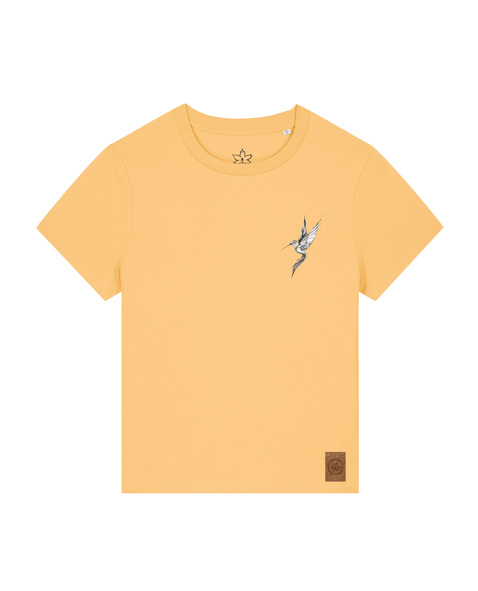 bio-female-medium fit-tshirt-kolibri (backprint)-sttw172-senfkorn-front