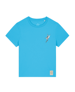 bio-female-medium fit-tshirt-kolibri (backprint)-sttw172-wasserblau-front