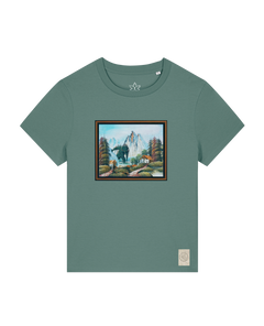 bio-female-medium fit-tshirt-krakonoš in holidays-sttw172-blautanne-front