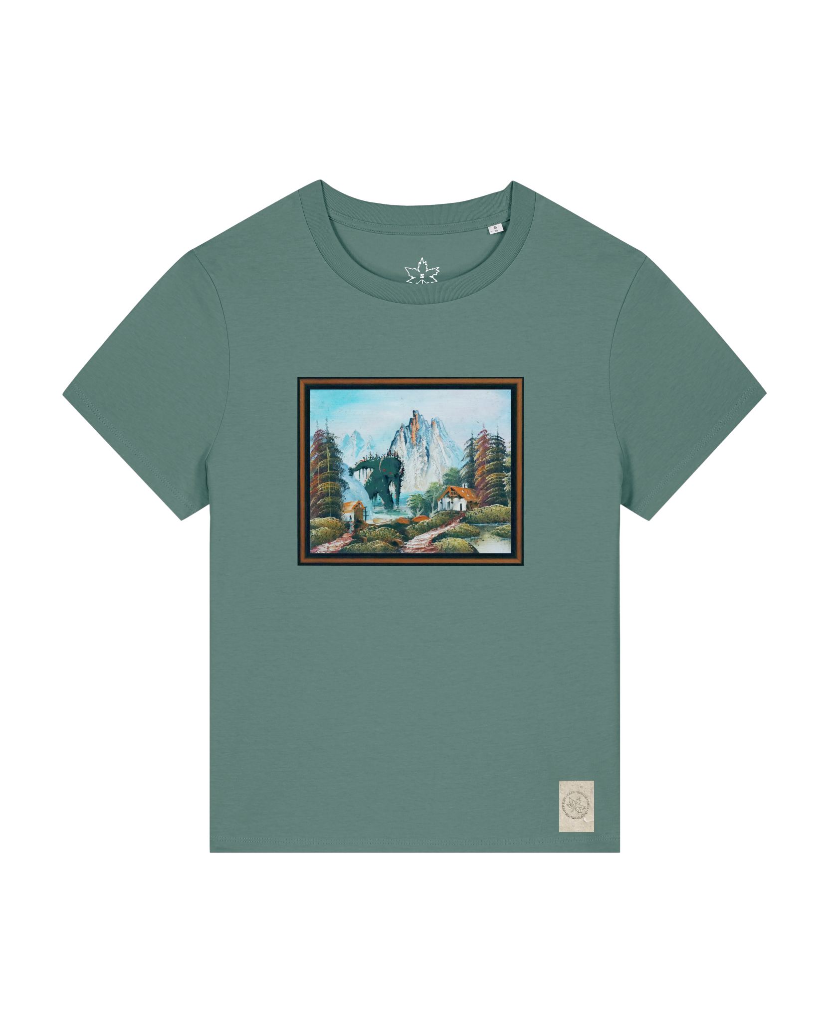bio-female-medium fit-tshirt-krakonoš in holidays-sttw172-blautanne-front