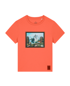 bio-female-medium fit-tshirt-krakonoš in holidays-sttw172-mandarine-front