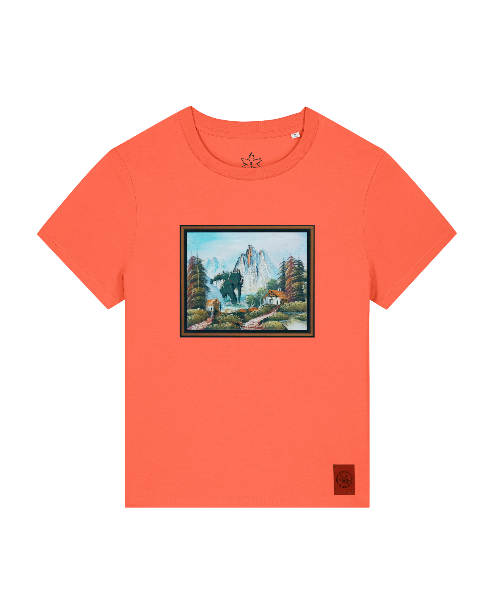 bio-female-medium fit-tshirt-krakonoš in holidays-sttw172-mandarine-front