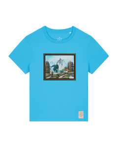 bio-female-medium fit-tshirt-krakonoš in holidays-sttw172-wasserblau-front