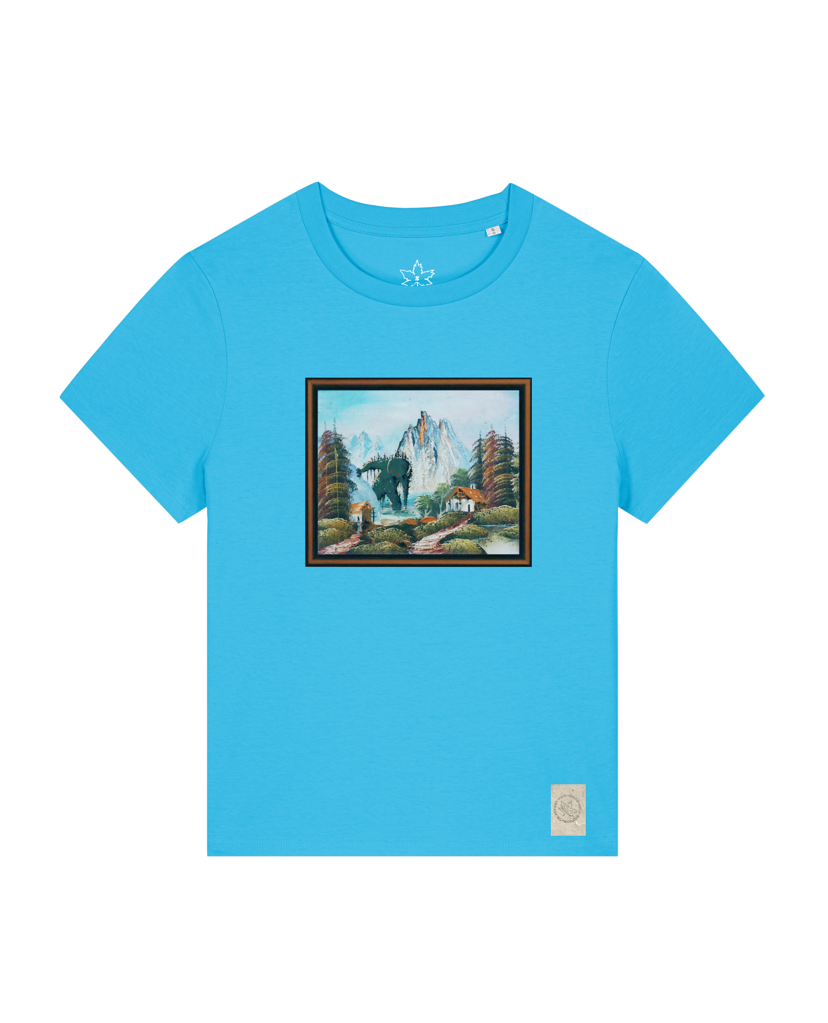 bio-female-medium fit-tshirt-krakonoš in holidays-sttw172-wasserblau-front