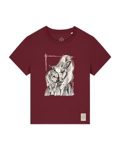 bio-female-medium fit-tshirt-kühe-sttw172-burgunder rot-front