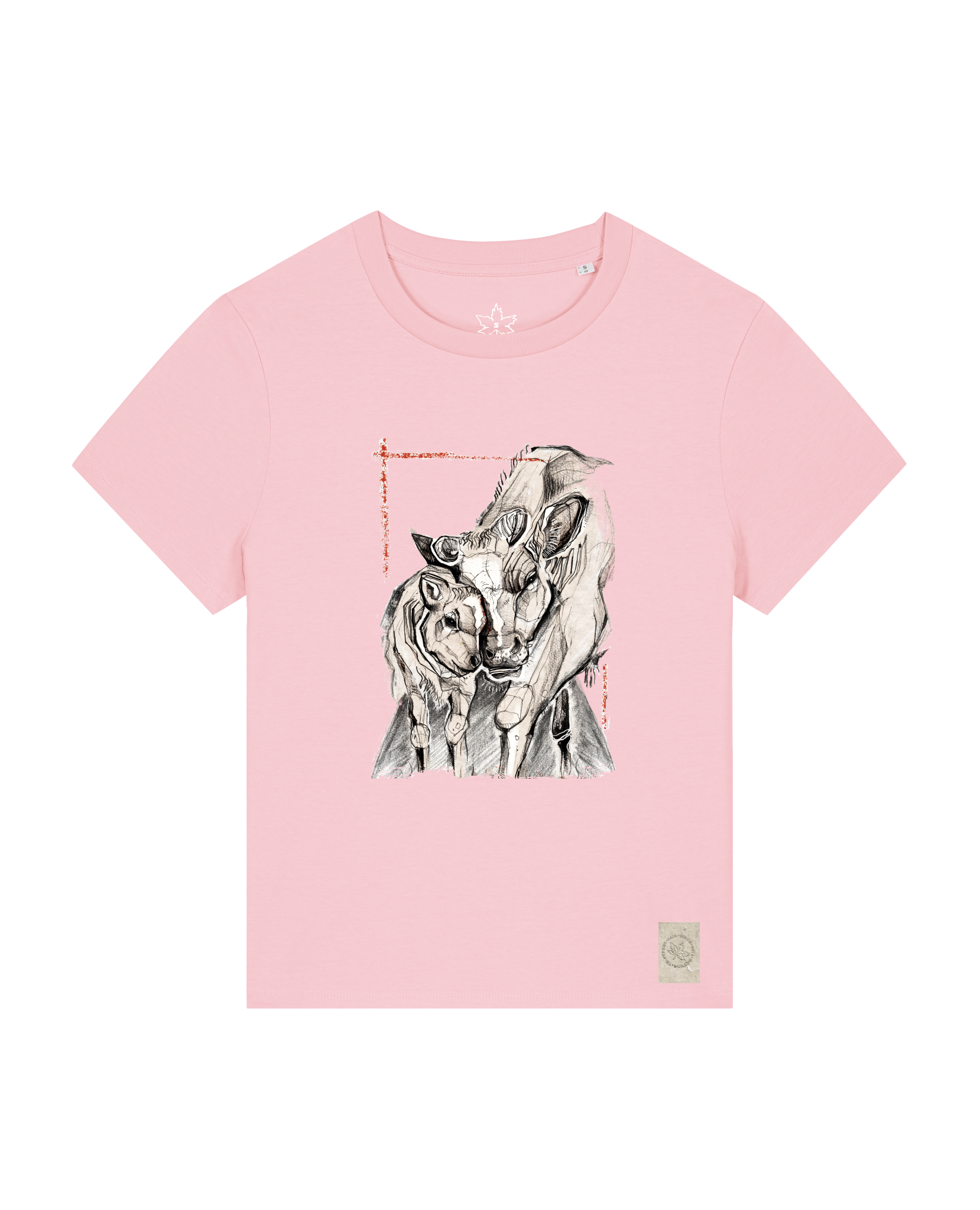 bio-female-medium fit-tshirt-kühe-sttw172-flamingo-front