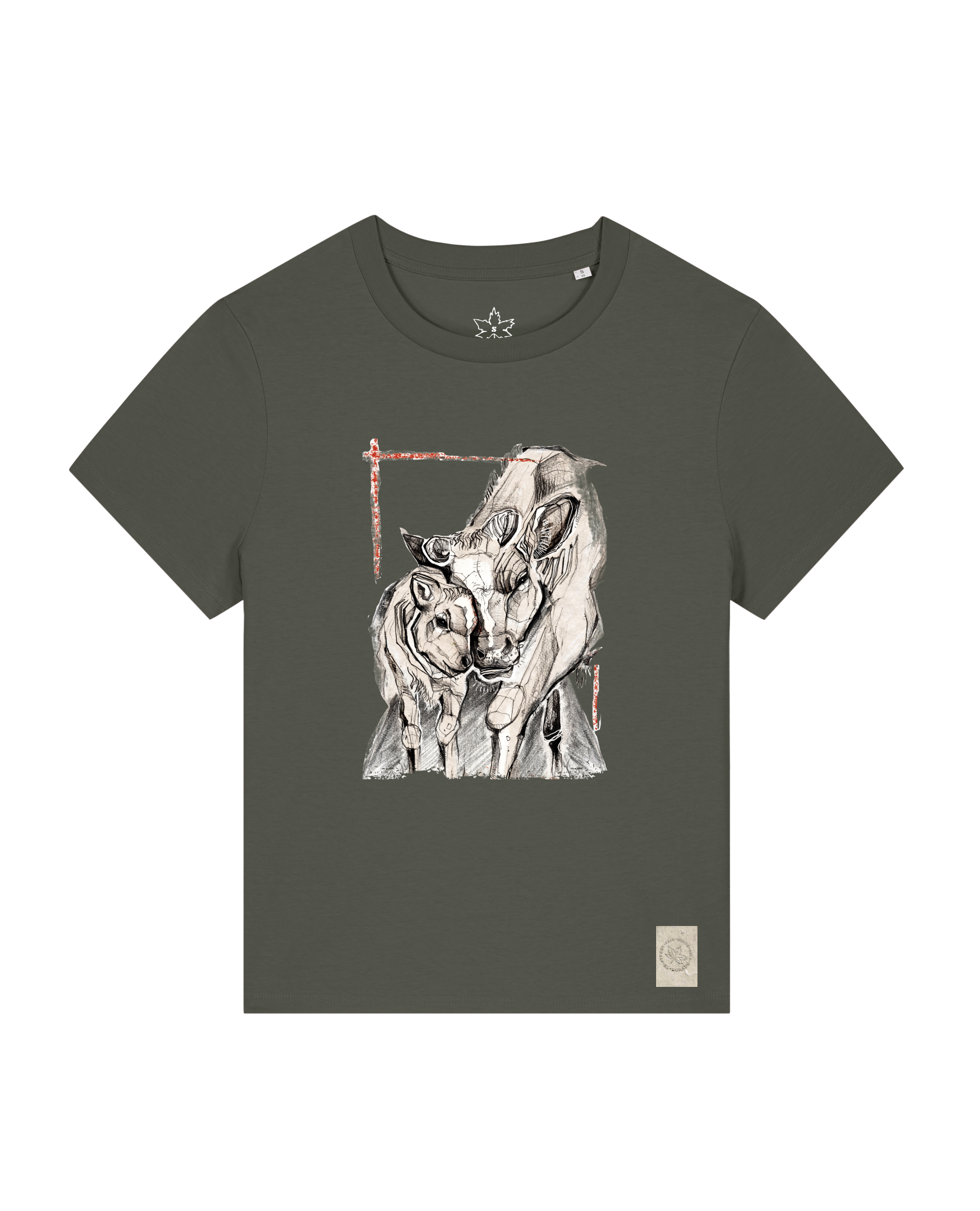 bio-female-medium fit-tshirt-kühe-sttw172-grunkohl-front