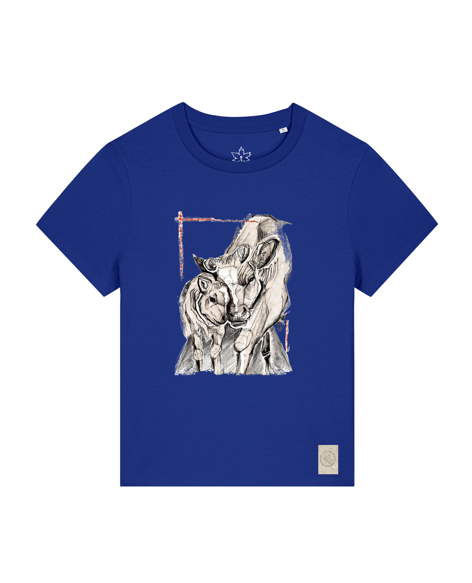 bio-female-medium fit-tshirt-kühe-sttw172-kornblume-front