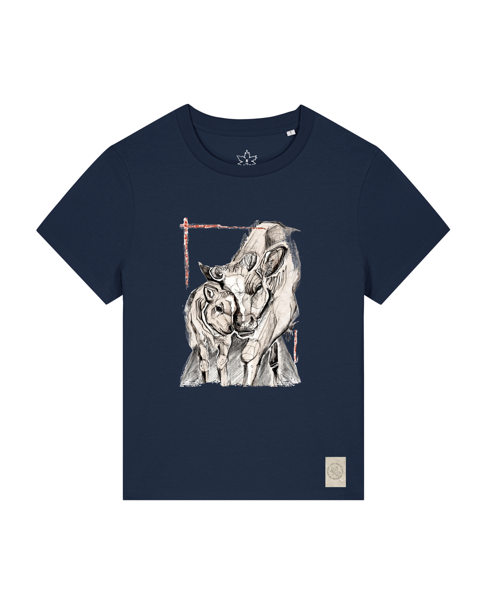 bio-female-medium fit-tshirt-kühe-sttw172-marine-front