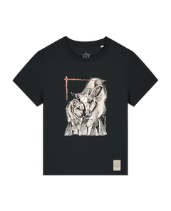 bio-female-medium fit-tshirt-kühe-sttw172-schwarz-front