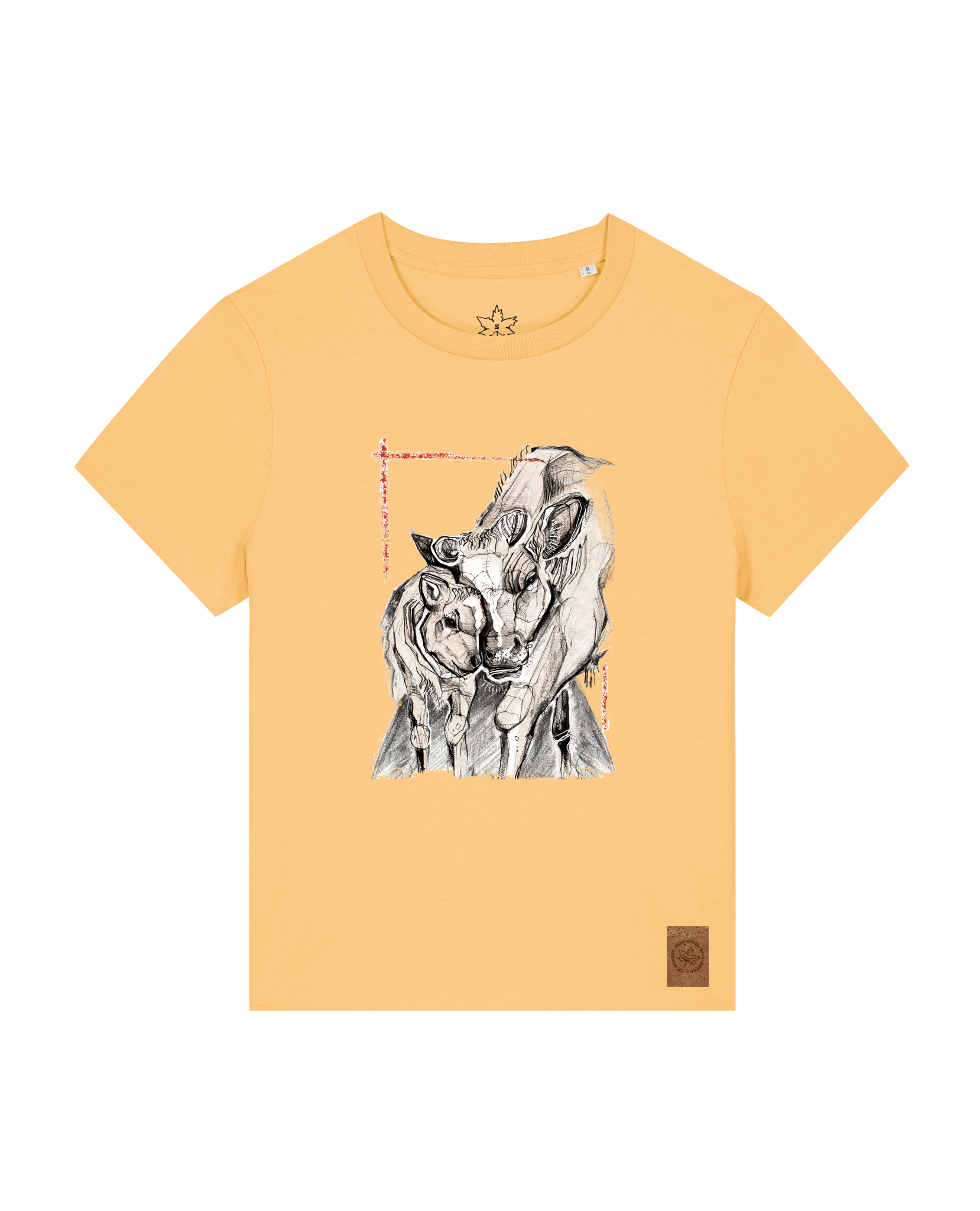 bio-female-medium fit-tshirt-kühe-sttw172-senfkorn-front