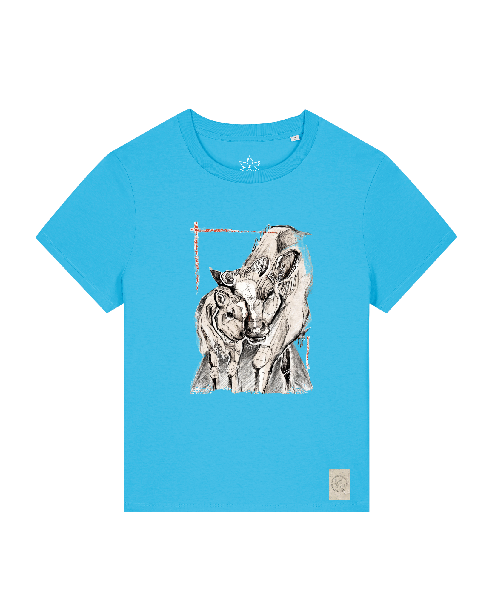 bio-female-medium fit-tshirt-kühe-sttw172-wasserblau-front