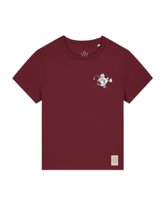 bio-female-medium fit-tshirt-lampionfisch (backprint)-sttw172-burgunder rot-front