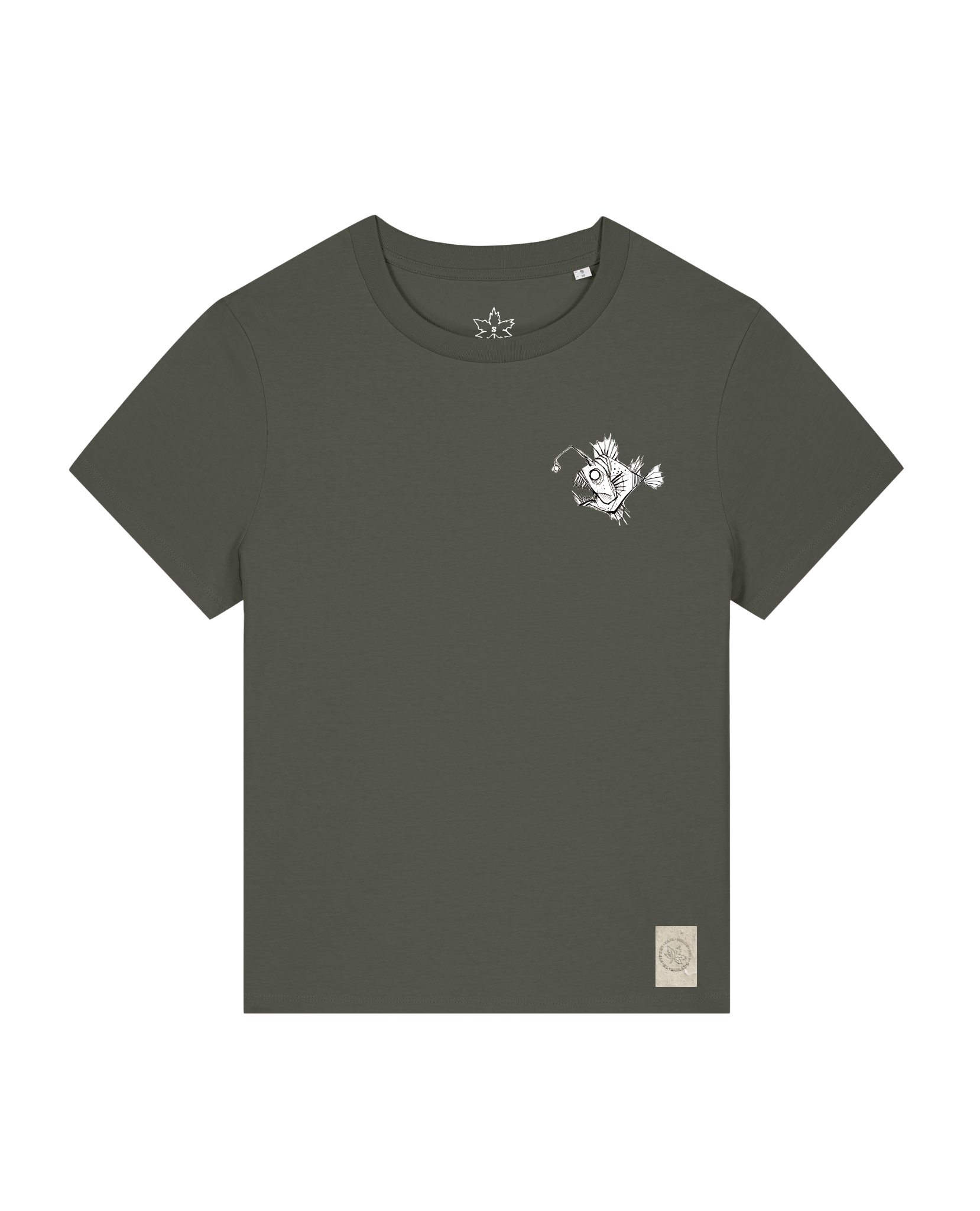 bio-female-medium fit-tshirt-lampionfisch (backprint)-sttw172-grunkohl-front