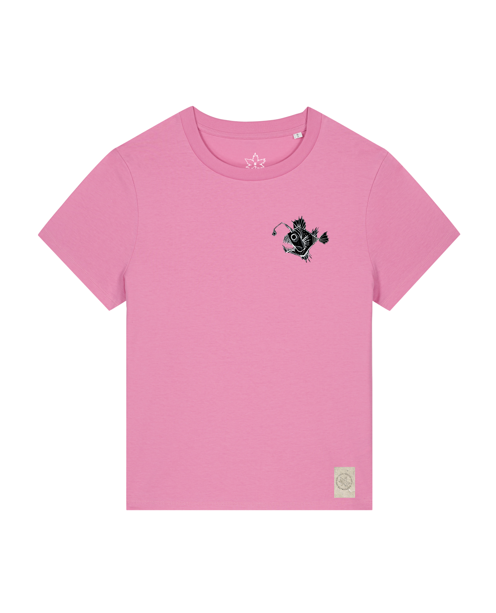 bio-female-medium fit-tshirt-lampionfisch (backprint)-sttw172-kaugummi-front