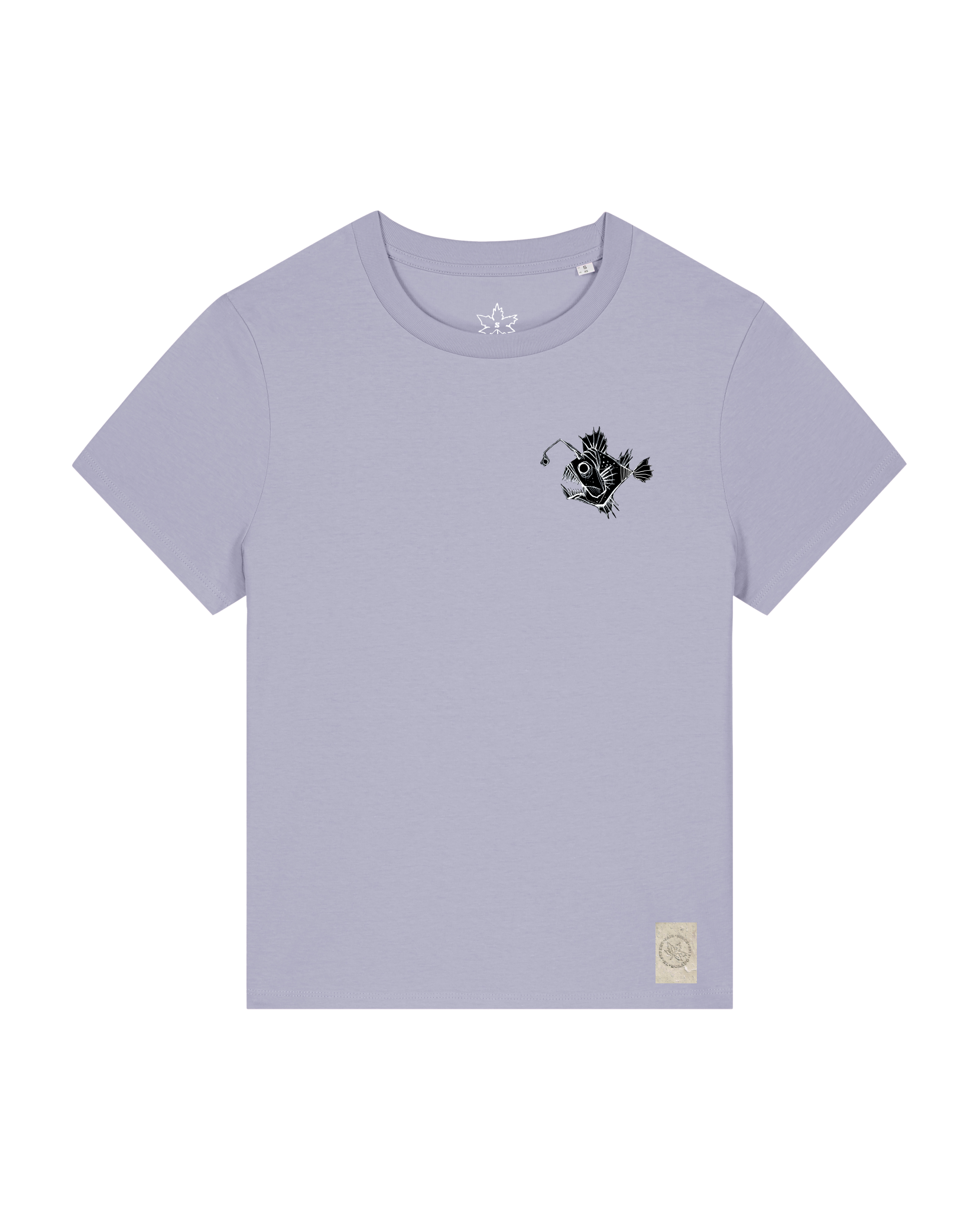 bio-female-medium fit-tshirt-lampionfisch (backprint)-sttw172-lavender-front