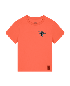 bio-female-medium fit-tshirt-lampionfisch (backprint)-sttw172-mandarine-front