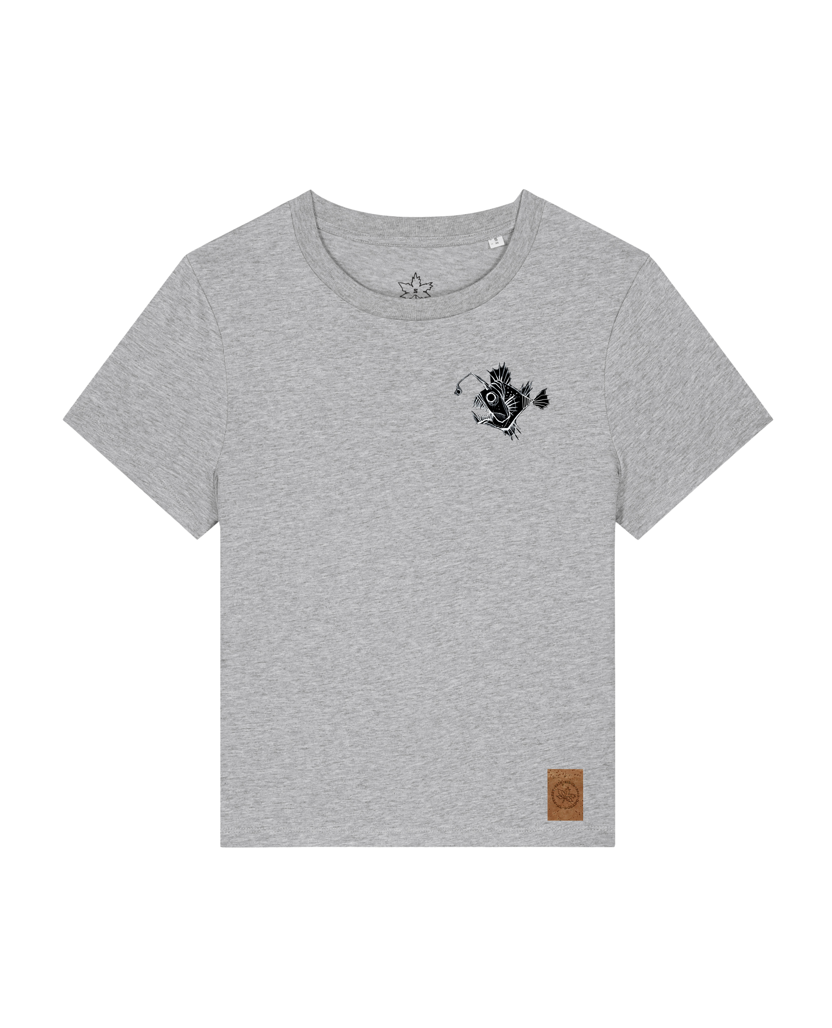 bio-female-medium fit-tshirt-lampionfisch (backprint)-sttw172-mausgrau-front