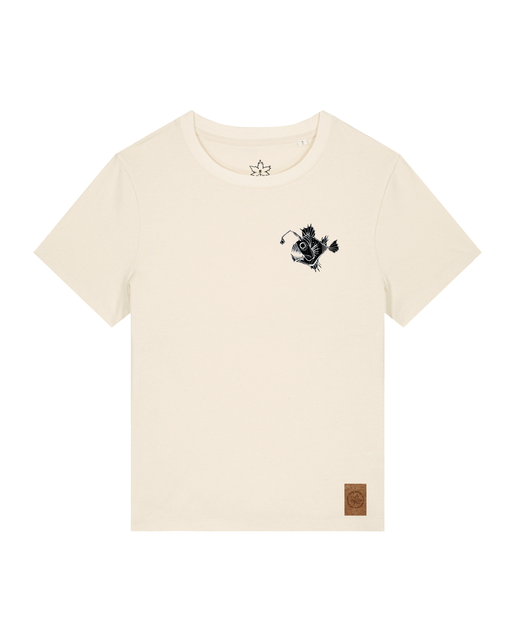 bio-female-medium fit-tshirt-lampionfisch (backprint)-sttw172-natur-front
