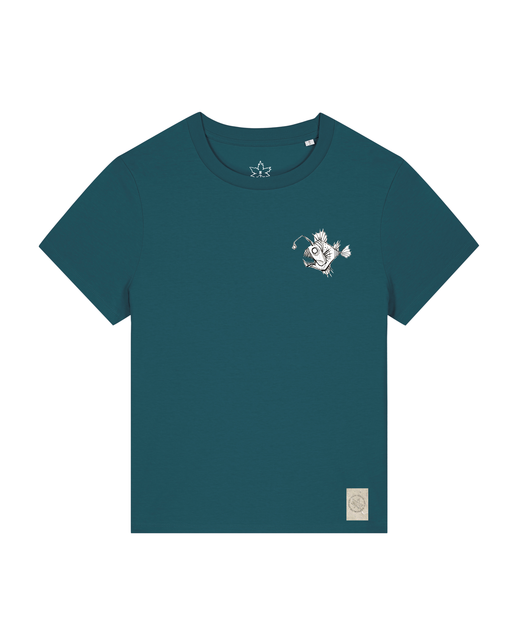 bio-female-medium fit-tshirt-lampionfisch (backprint)-sttw172-nordmanntanne-front