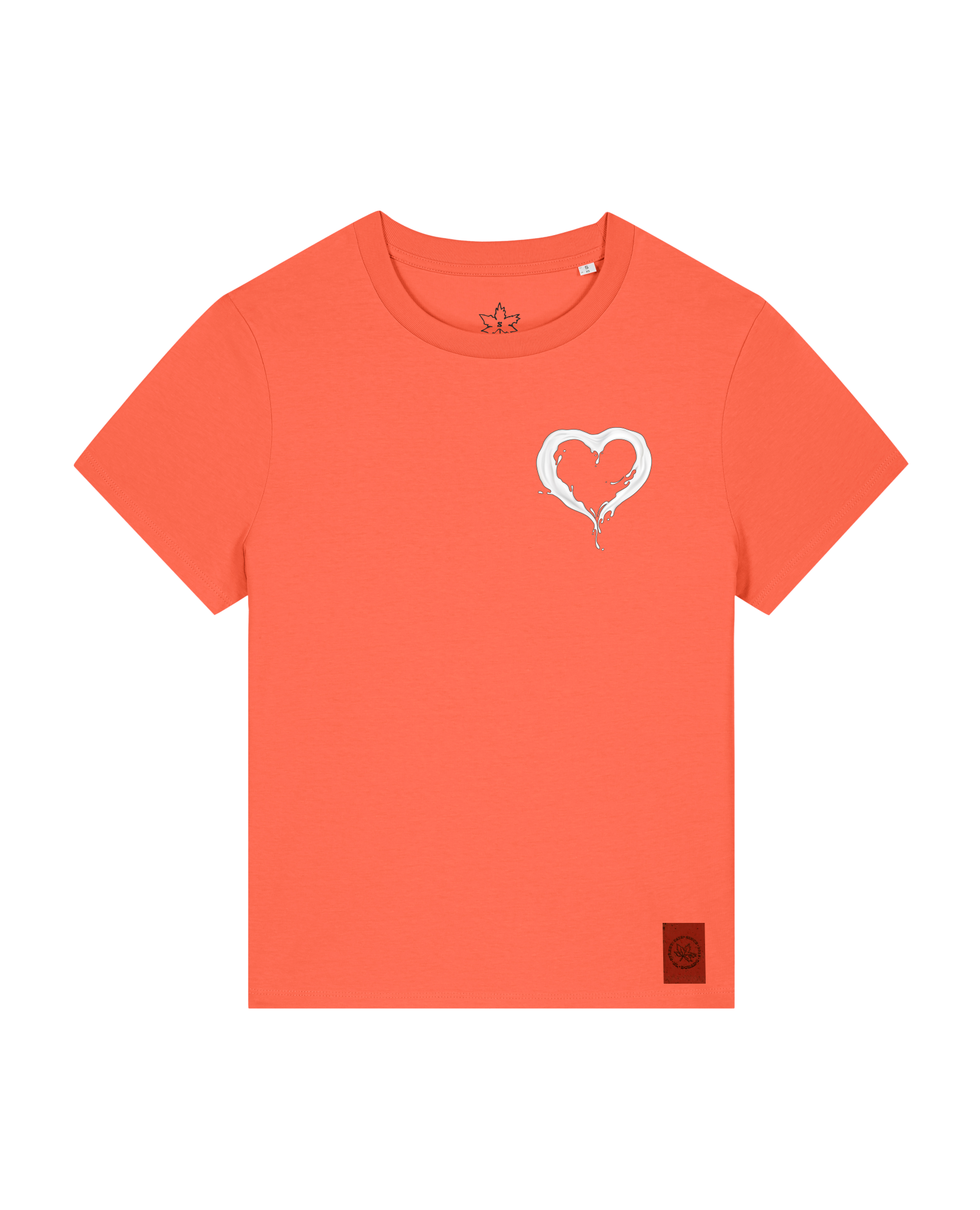 bio-female-medium fit-tshirt-milchmagd (backprint)-sttw172-mandarine-front