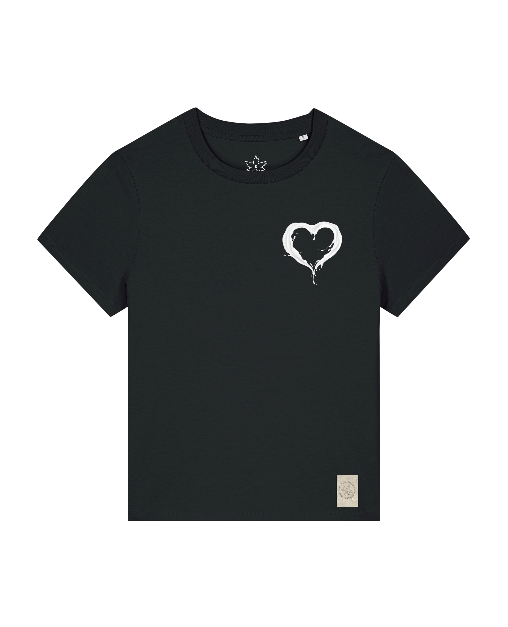 bio-female-medium fit-tshirt-milchmagd (backprint)-sttw172-schwarz-front