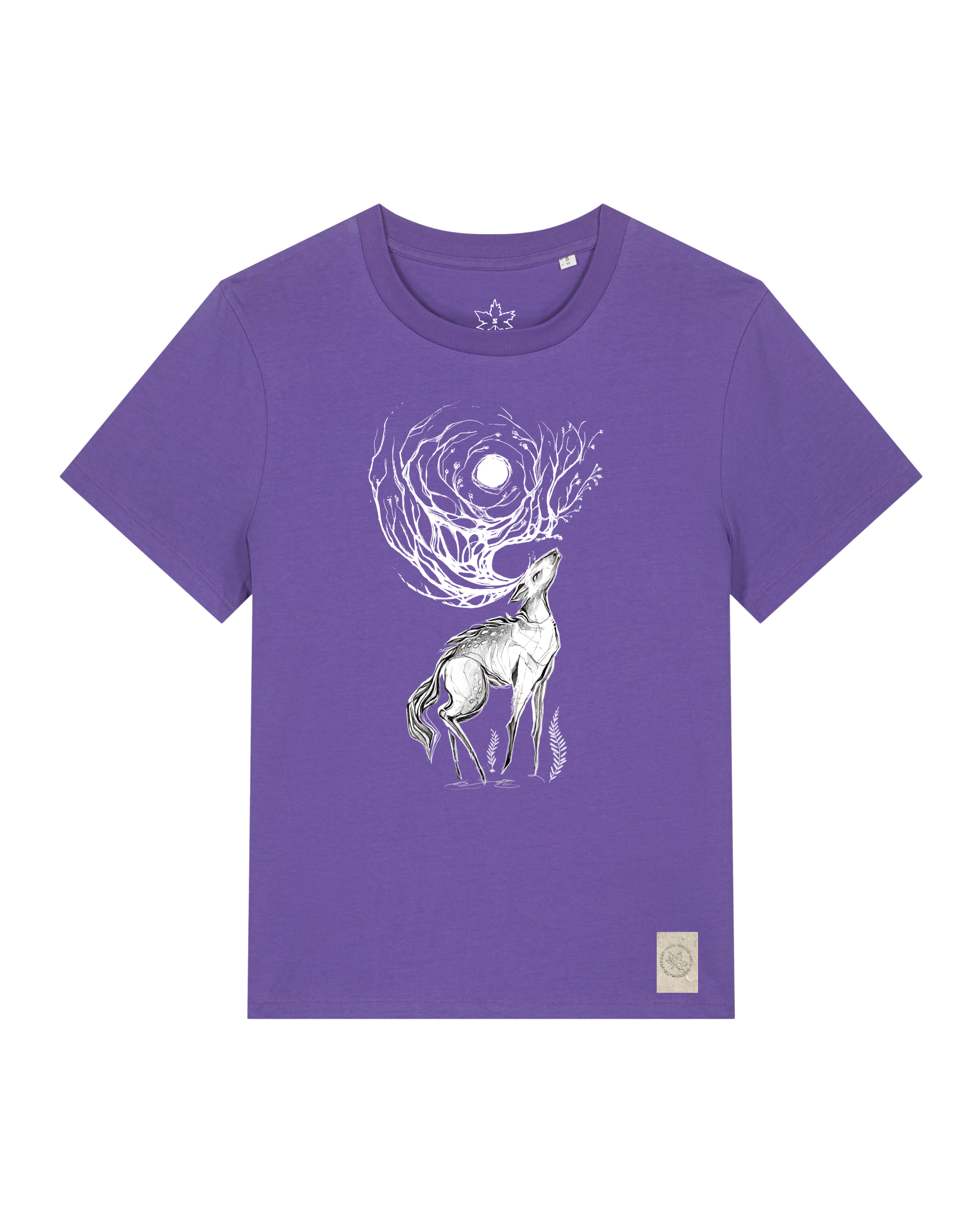 bio-female-medium fit-tshirt-moon deer-sttw172-blaukraut-front