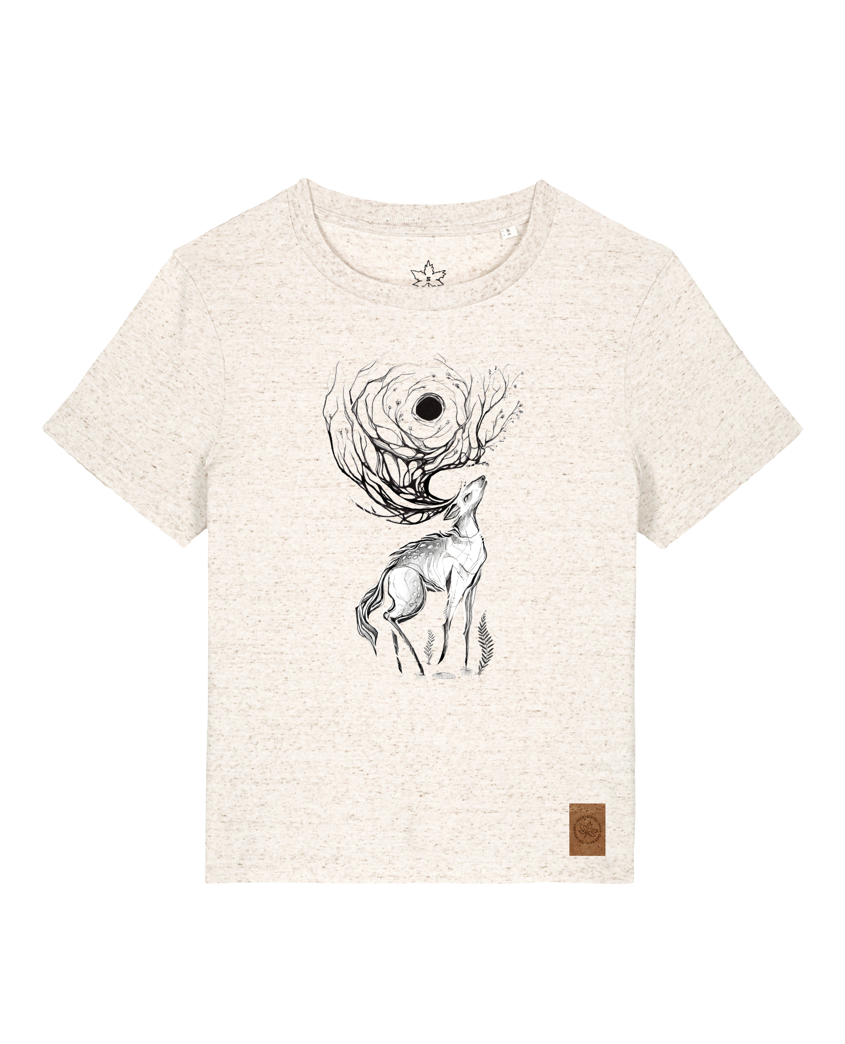bio-female-medium fit-tshirt-moon deer-sttw172-elbsandstein-front