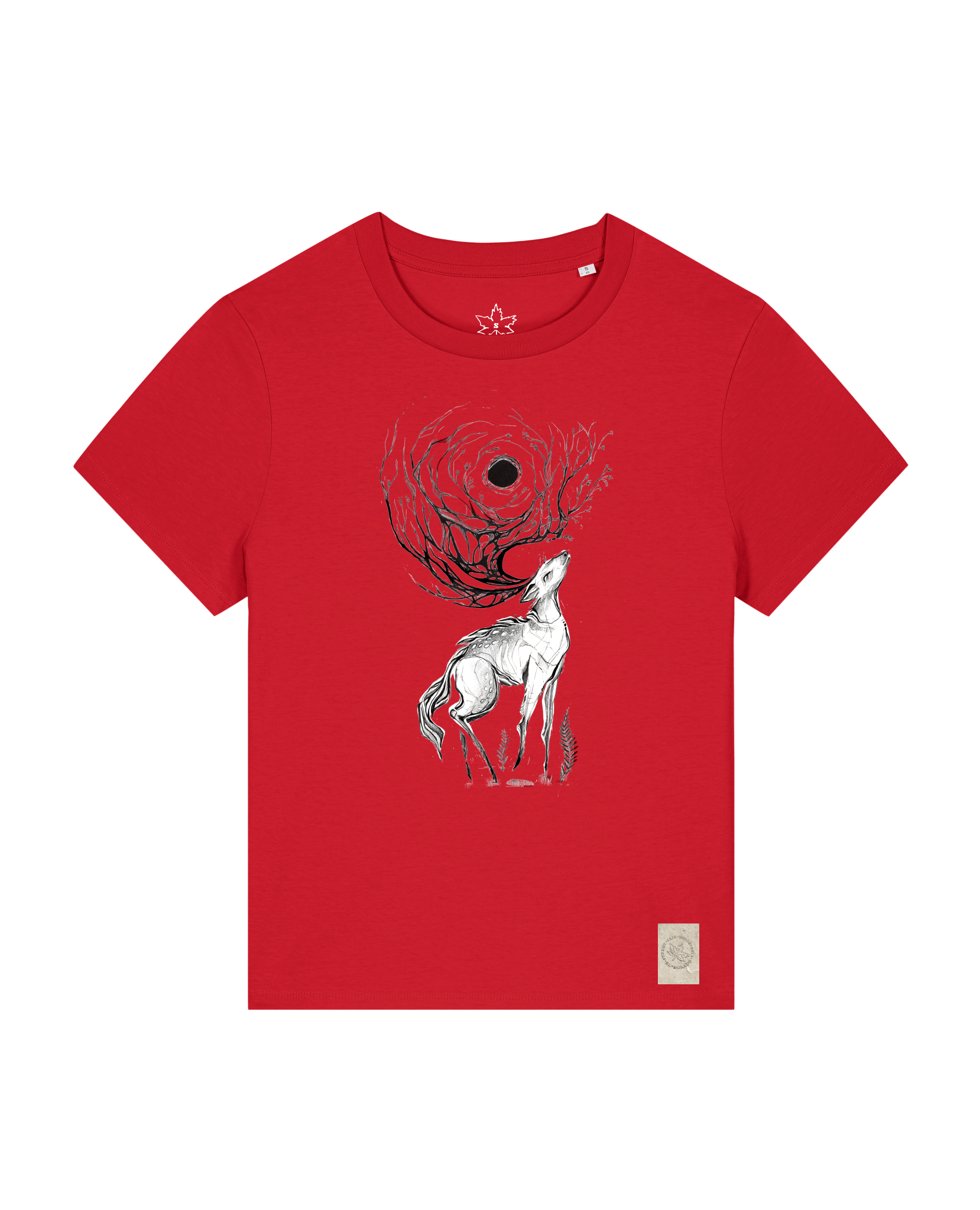 bio-female-medium fit-tshirt-moon deer-sttw172-erdbeere-front