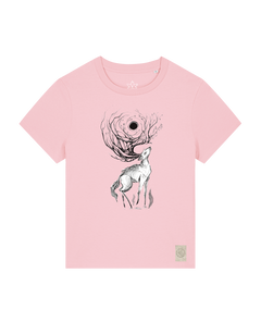 bio-female-medium fit-tshirt-moon deer-sttw172-flamingo-front