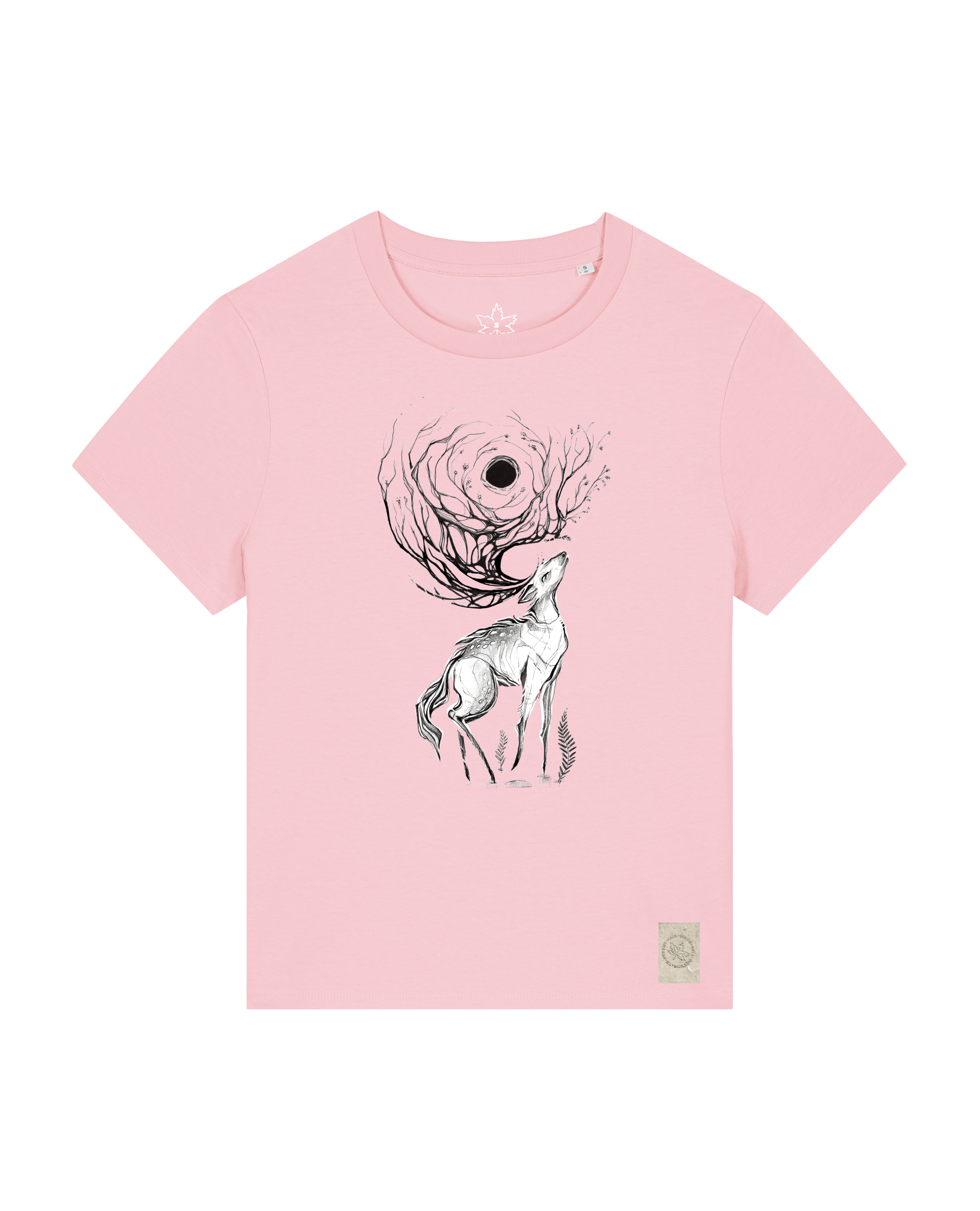 bio-female-medium fit-tshirt-moon deer-sttw172-flamingo-front