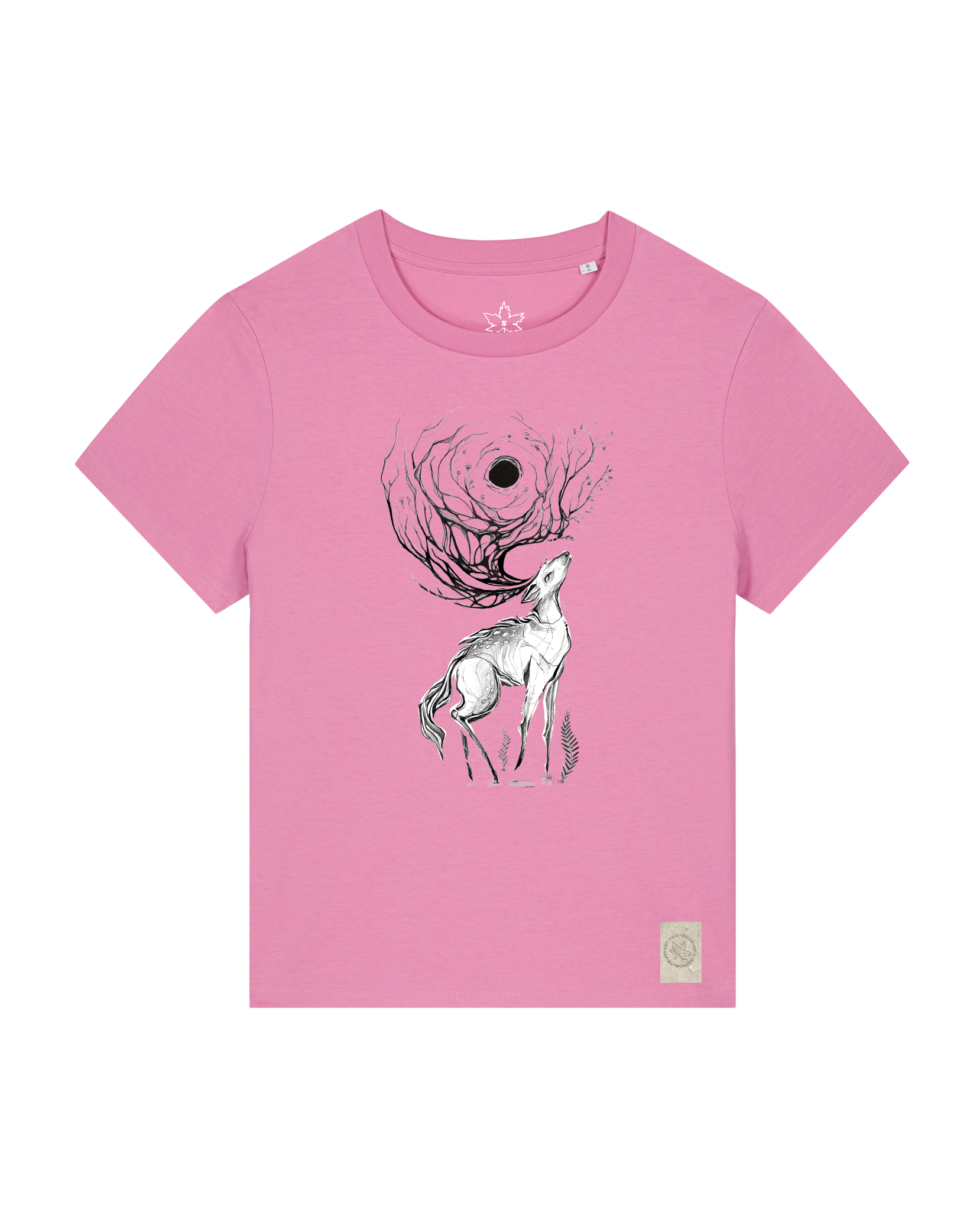 bio-female-medium fit-tshirt-moon deer-sttw172-kaugummi-front