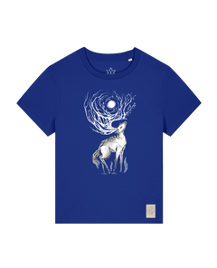 bio-female-medium fit-tshirt-moon deer-sttw172-kornblume-front
