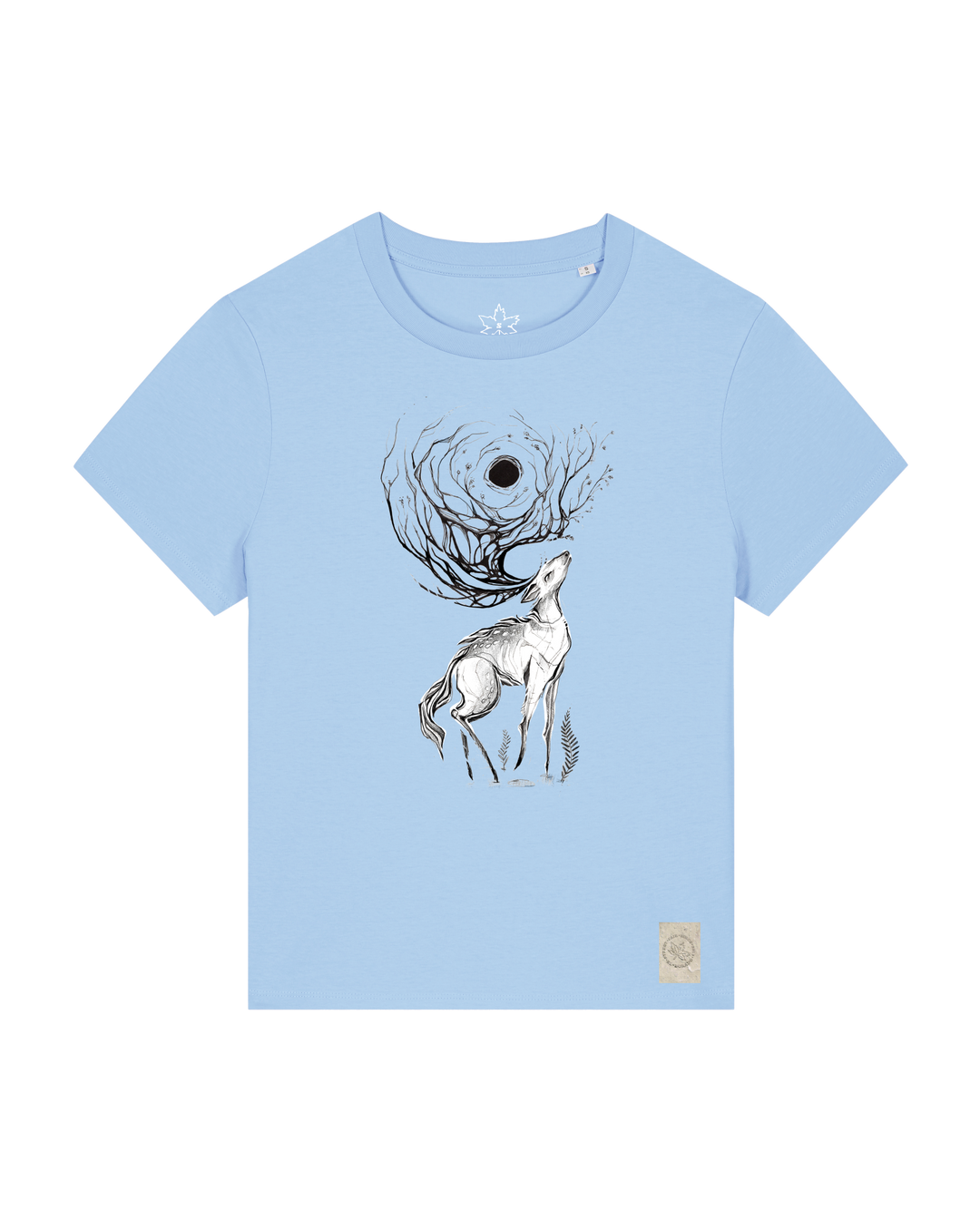bio-female-medium fit-tshirt-moon deer-sttw172-lagune-front