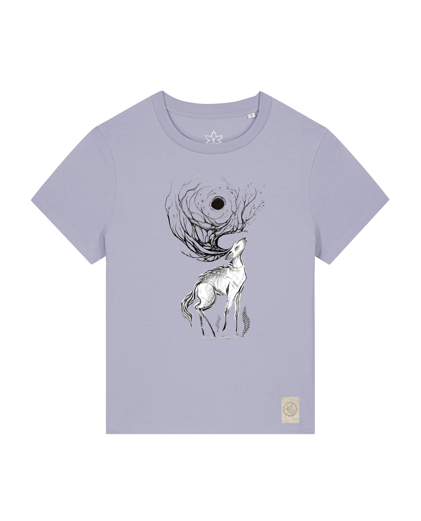 bio-female-medium fit-tshirt-moon deer-sttw172-lavender-front