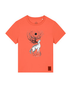 bio-female-medium fit-tshirt-moon deer-sttw172-mandarine-front