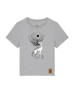 bio-female-medium fit-tshirt-moon deer-sttw172-mausgrau-front
