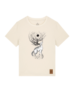 bio-female-medium fit-tshirt-moon deer-sttw172-natur-front