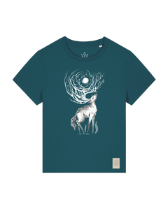 bio-female-medium fit-tshirt-moon deer-sttw172-nordmanntanne-front
