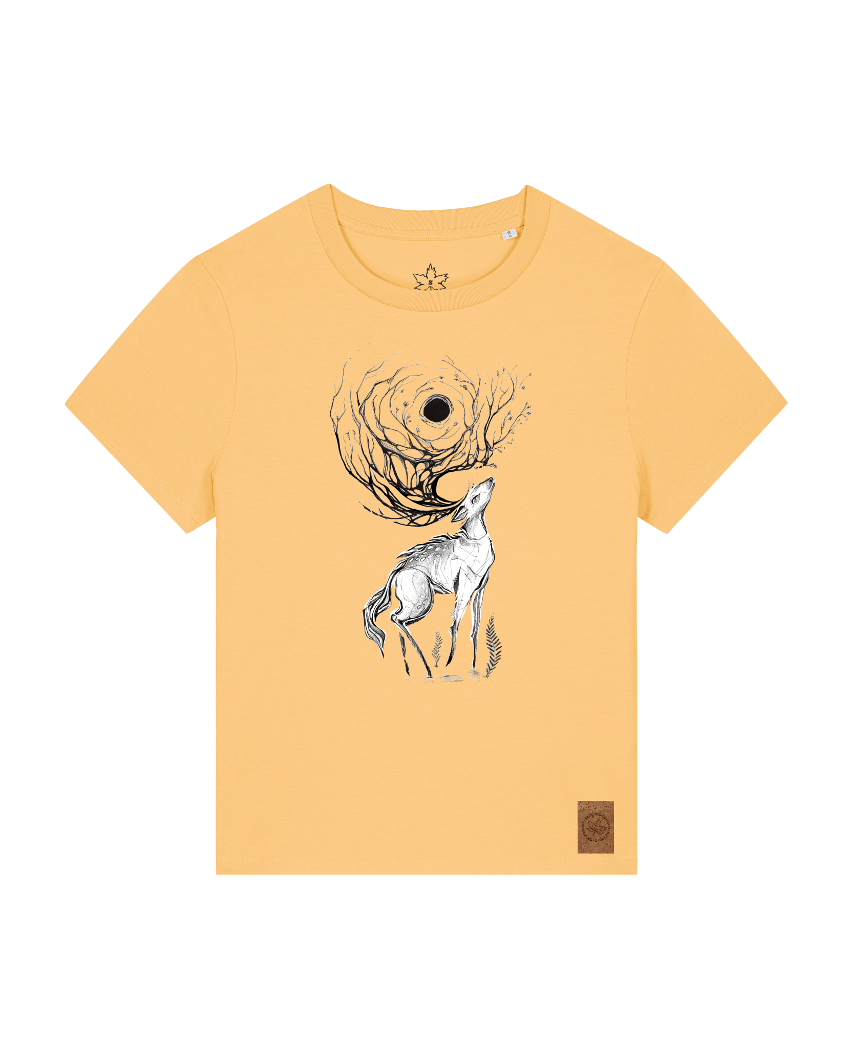 bio-female-medium fit-tshirt-moon deer-sttw172-senfkorn-front