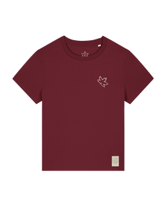 bio-female-medium fit-tshirt-nature prayer (backprint)-sttw172-burgunder rot-front