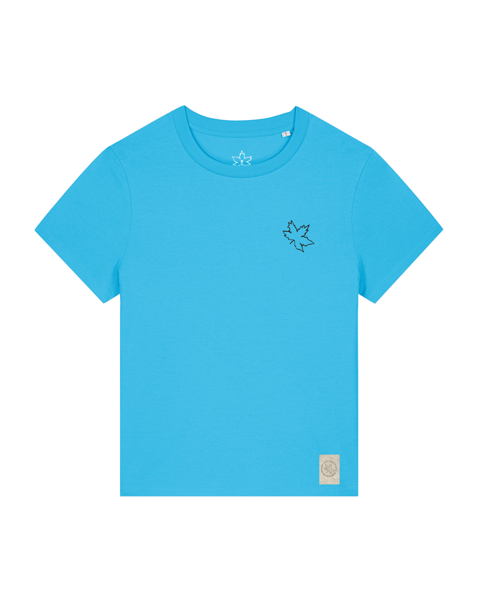 bio-female-medium fit-tshirt-nature prayer (backprint)-sttw172-wasserblau-front