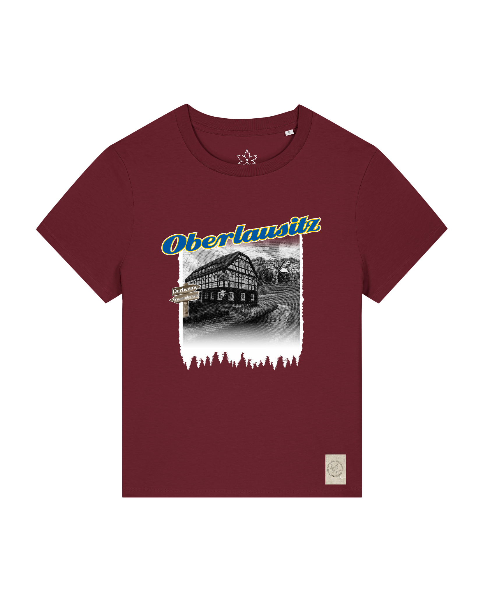 bio-female-medium fit-tshirt-oberlausitz-sttw172-burgunder rot-front