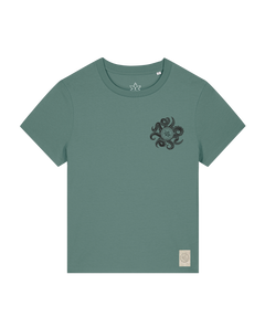 bio-female-medium fit-tshirt-octo (backprint)-sttw172-blautanne-front