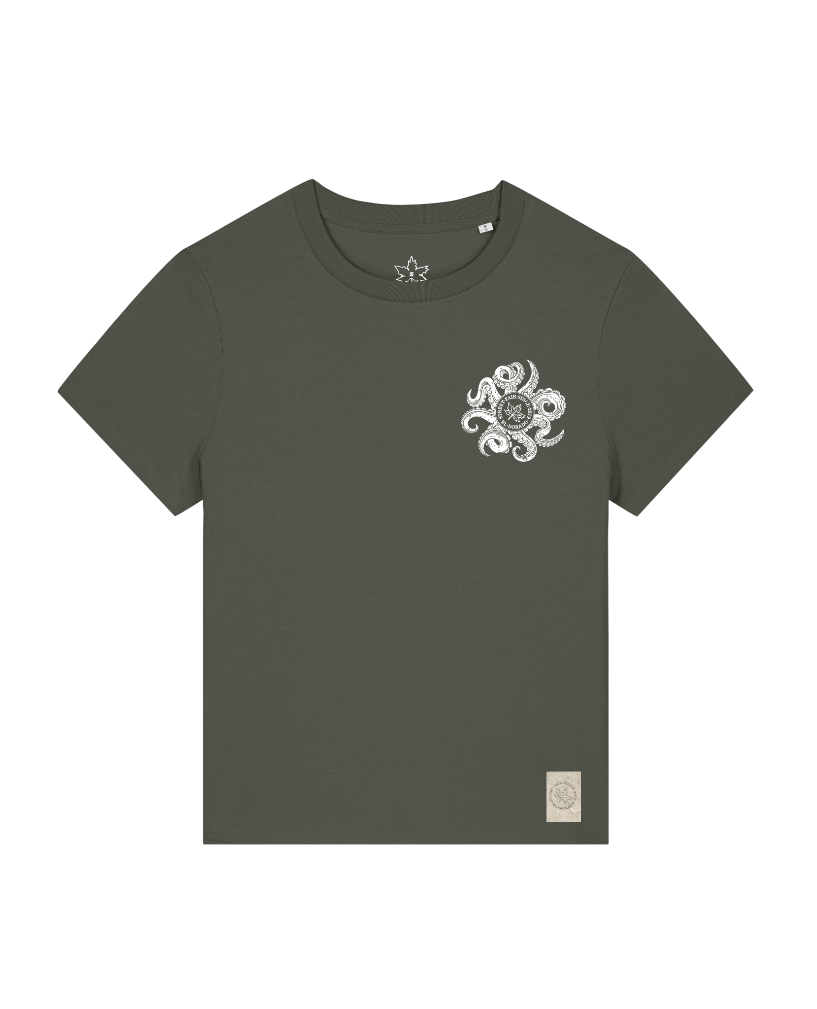 bio-female-medium fit-tshirt-octo (backprint)-sttw172-grunkohl-front