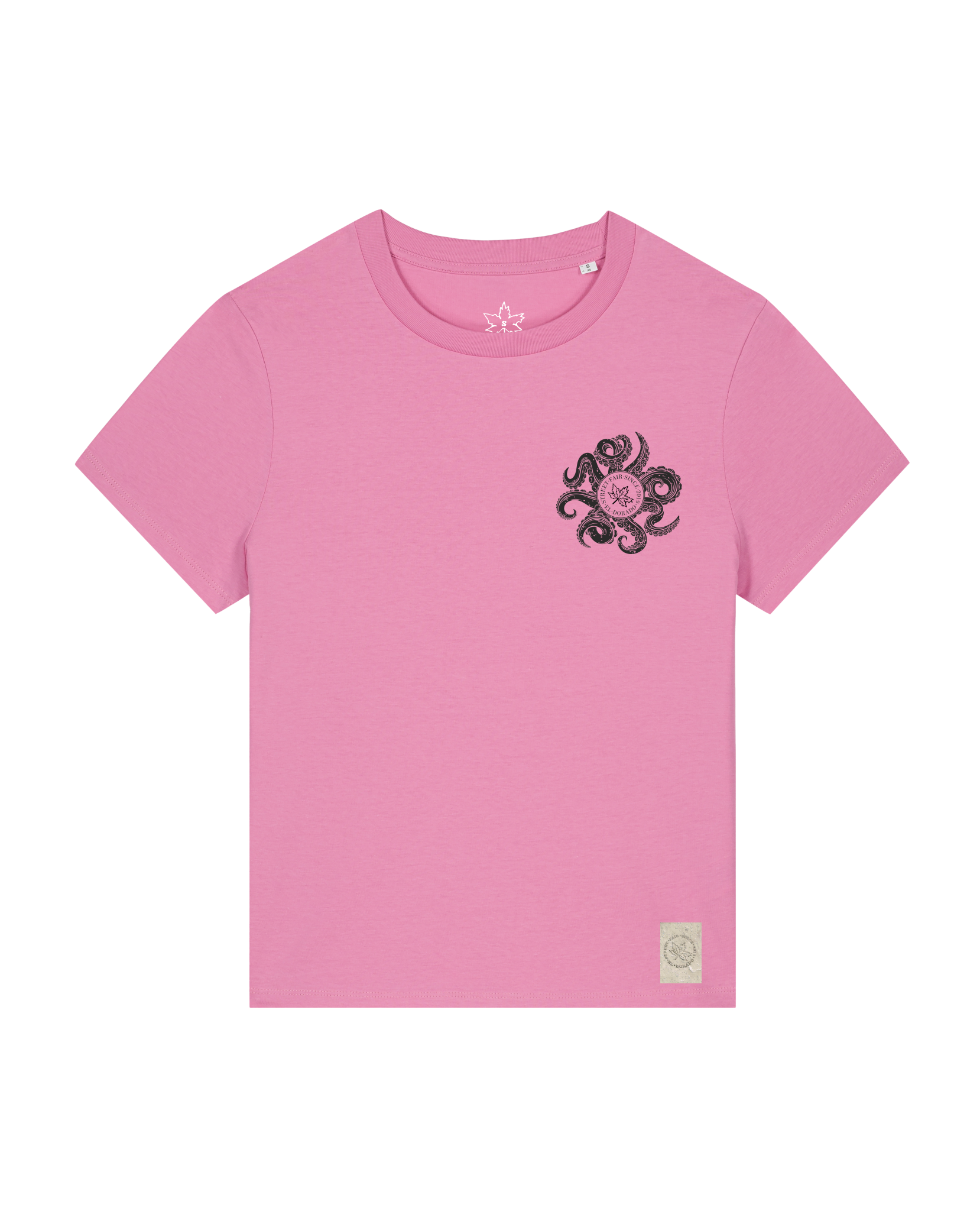 bio-female-medium fit-tshirt-octo (backprint)-sttw172-kaugummi-front