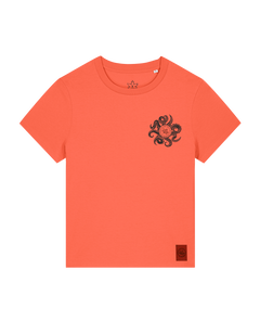 bio-female-medium fit-tshirt-octo (backprint)-sttw172-mandarine-front
