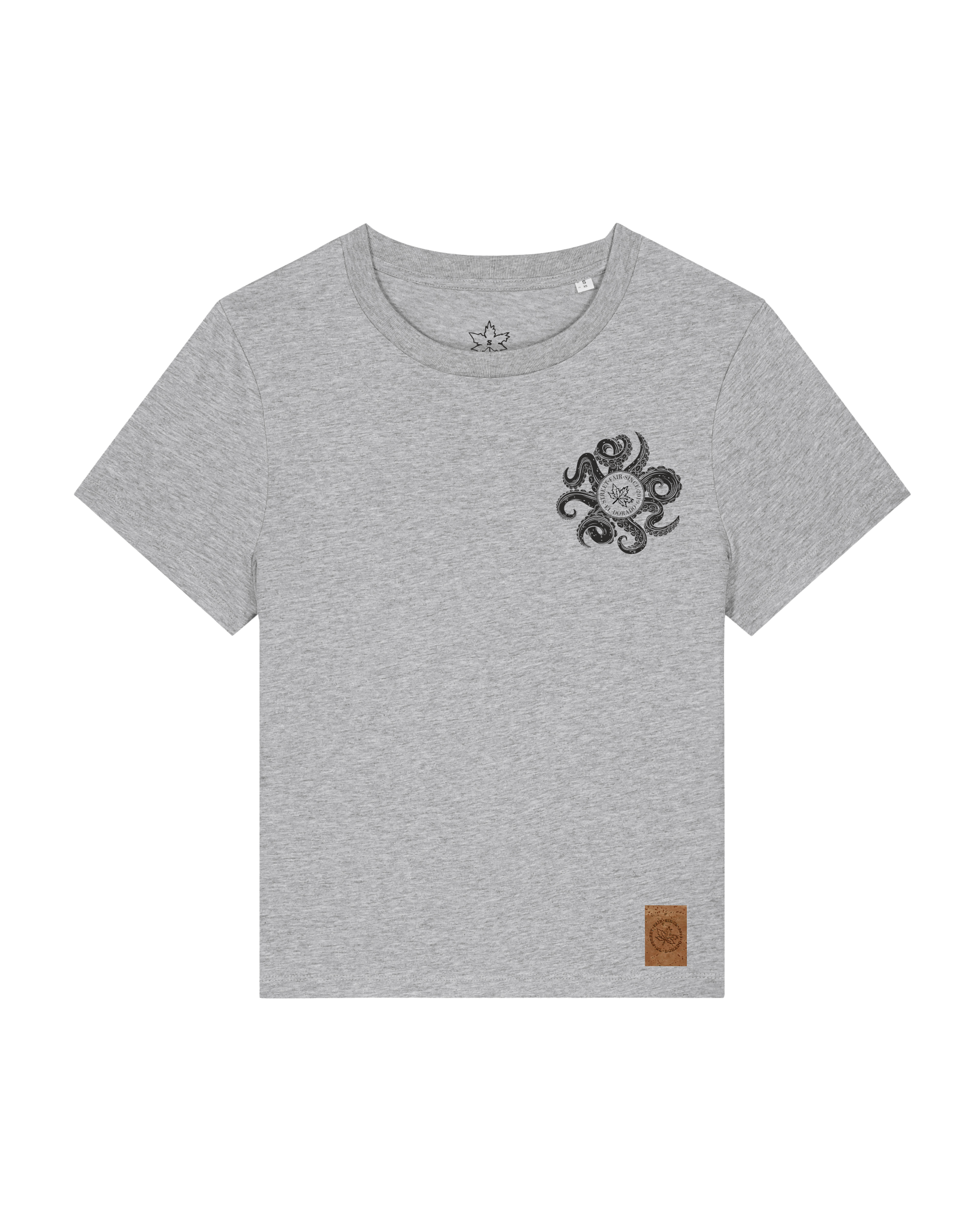 bio-female-medium fit-tshirt-octo (backprint)-sttw172-mausgrau-front
